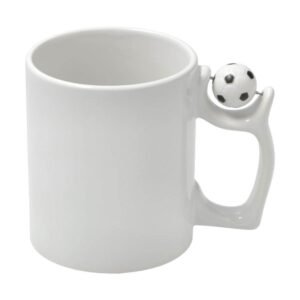 White cup with football handle