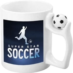 White cup with football handle
