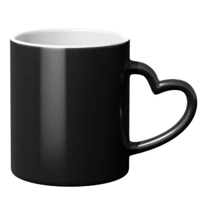 Black cup with heart handle